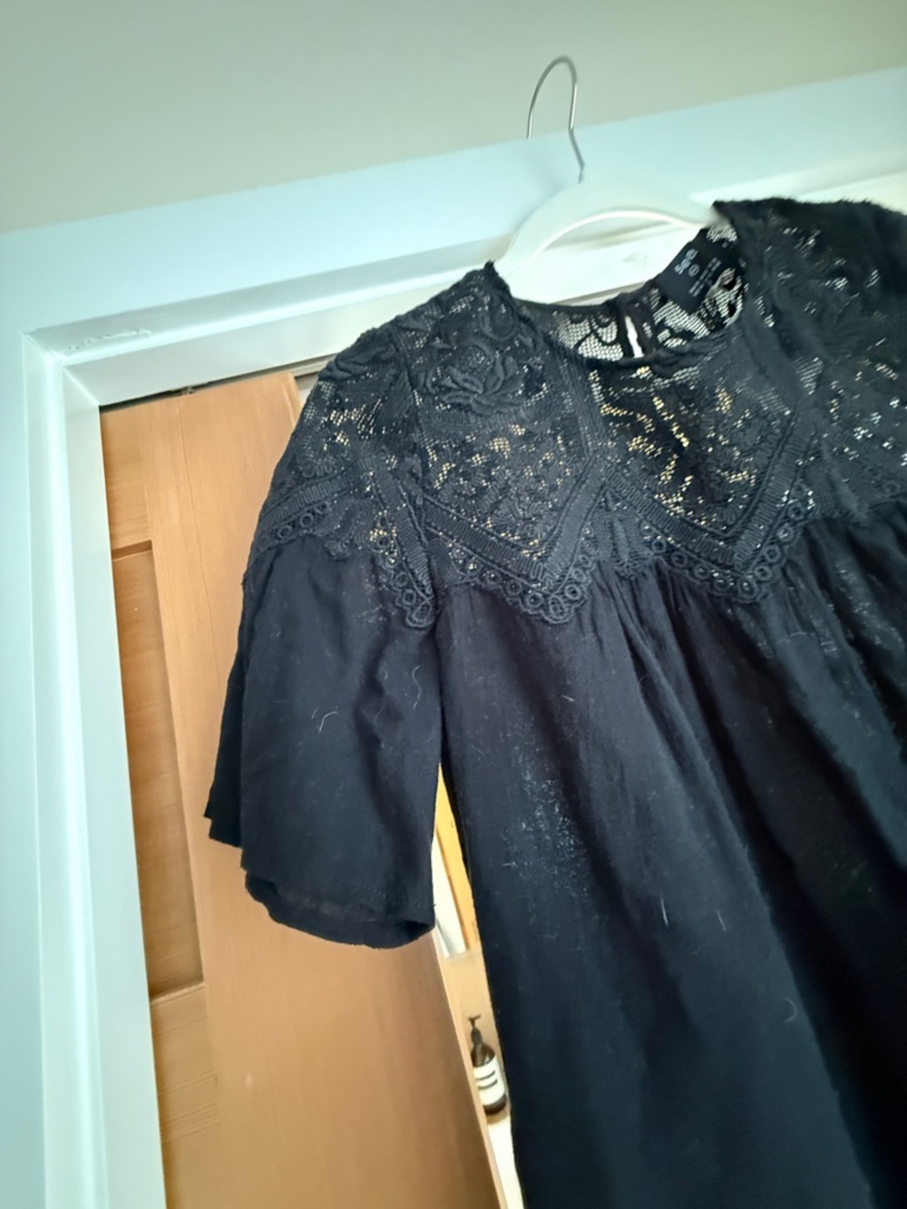 SEA lace yoke black a-line top - Picture 4 of 5